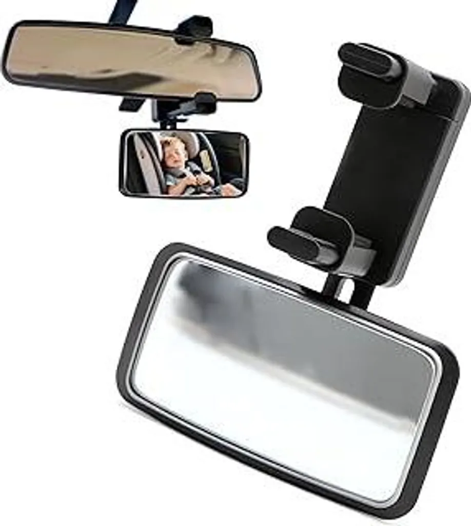 Specchietto Retrovisore Bambino Auto Clip Universale 13x6cm 360°