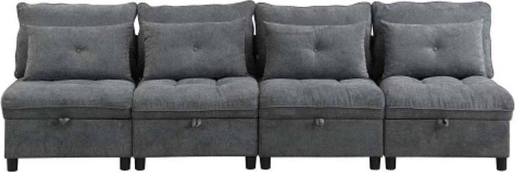Modulares 4-Sitzer Sofa Frei Kombinierbar - Mit Stauraum, Schlaffunktion & Chenille-Bezug, Perfekte Wohnzimmer-Lösung,Antique Gray