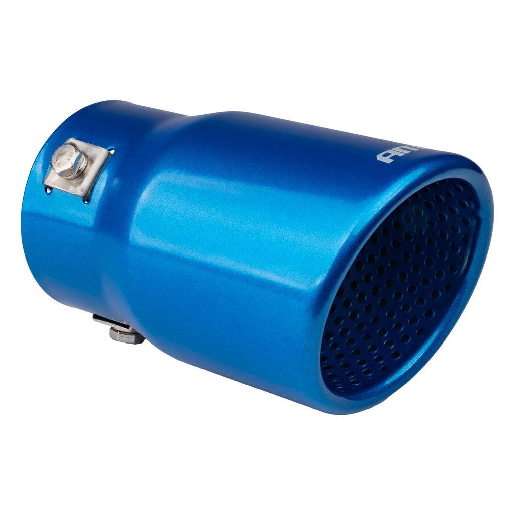 AMiO 04072 Auspuffblende Endrohr Blende Ø76mm Gerade Verbrannt Blau Edelstahl