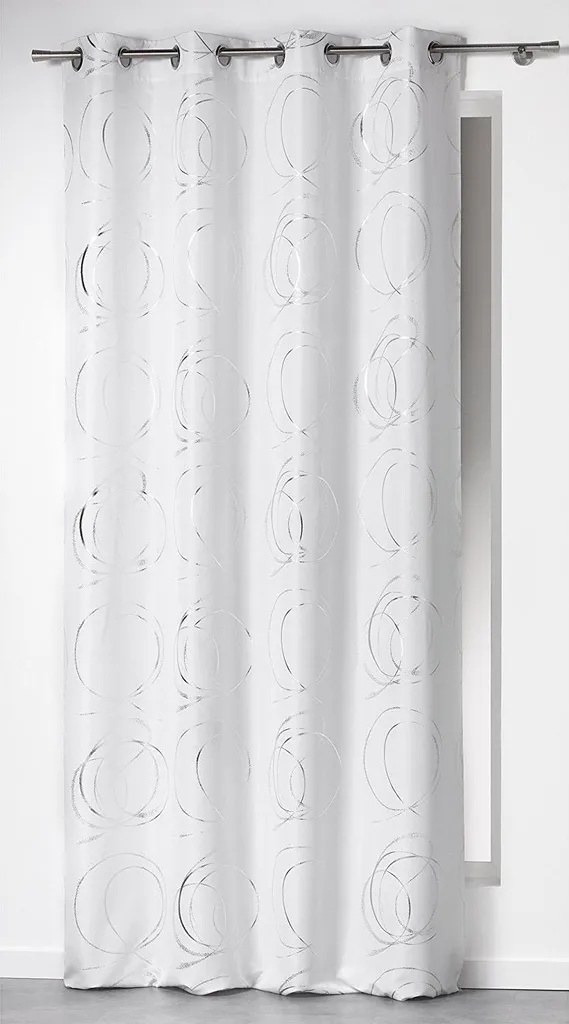 Rideau de décoration Blanc Argent Bully 140x260 cm pour chambre à coucher
