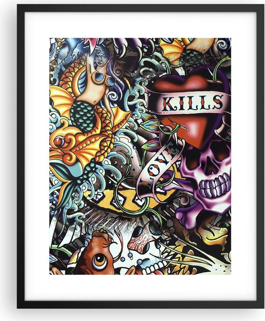 Gerahmtes Poster - Schwarzer Rahmen - Graffiti modern - 40x50 cm - Wand Bild - Wanddeko - Wandbilder - Kunstposter - Wandposter - Bilderrahmen - Bi...