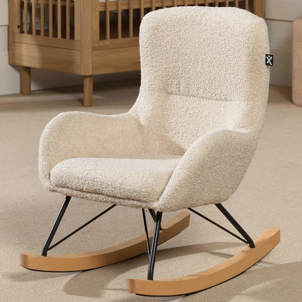 Petit Fauteuil à Bascule Confortable Beige - Solution Gain de Place