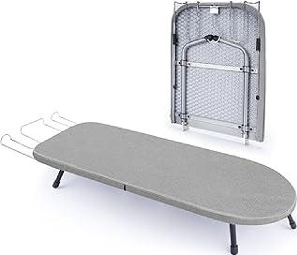 Klappbares Tischbügelbrett mit Eisenständer, Kleines Bügelbrett mit Anti-Rutsch-Klappbeine, Stabil Metallgewebe Bügelbrett für Wohnheime, Wohn...