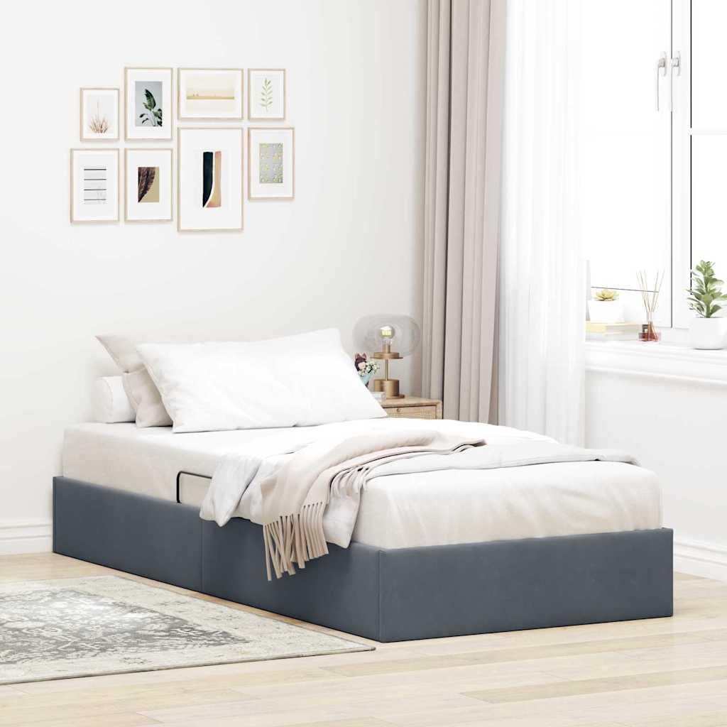 Maison Exclusive - Aufbewahrungsbett mit Kopfteil Dunkelgrau 90 x 190 cm Samt