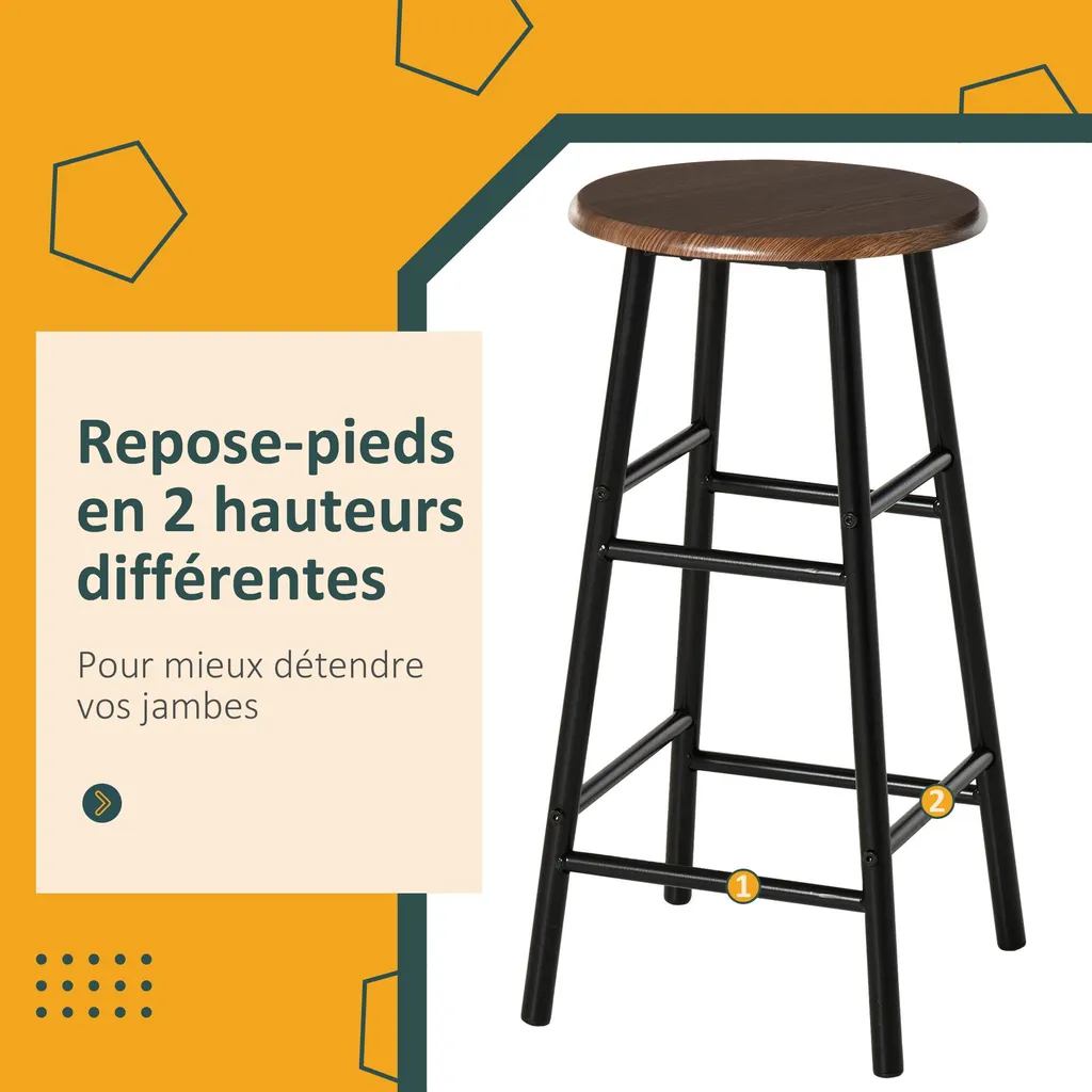 Coin Repas Compact : Table de Bar et 2 Tabourets pour Cuisine Étroite - 6
