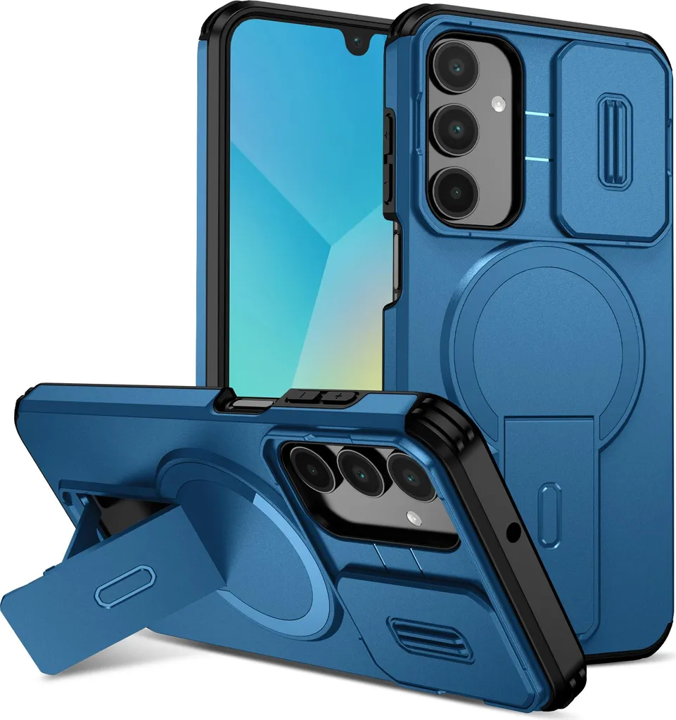 Cover Armor Samsung A16 5G Blu con Slide Camera e Kickstand