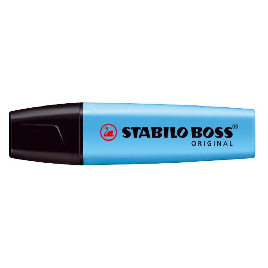 A blue highlighter pen on a white background.