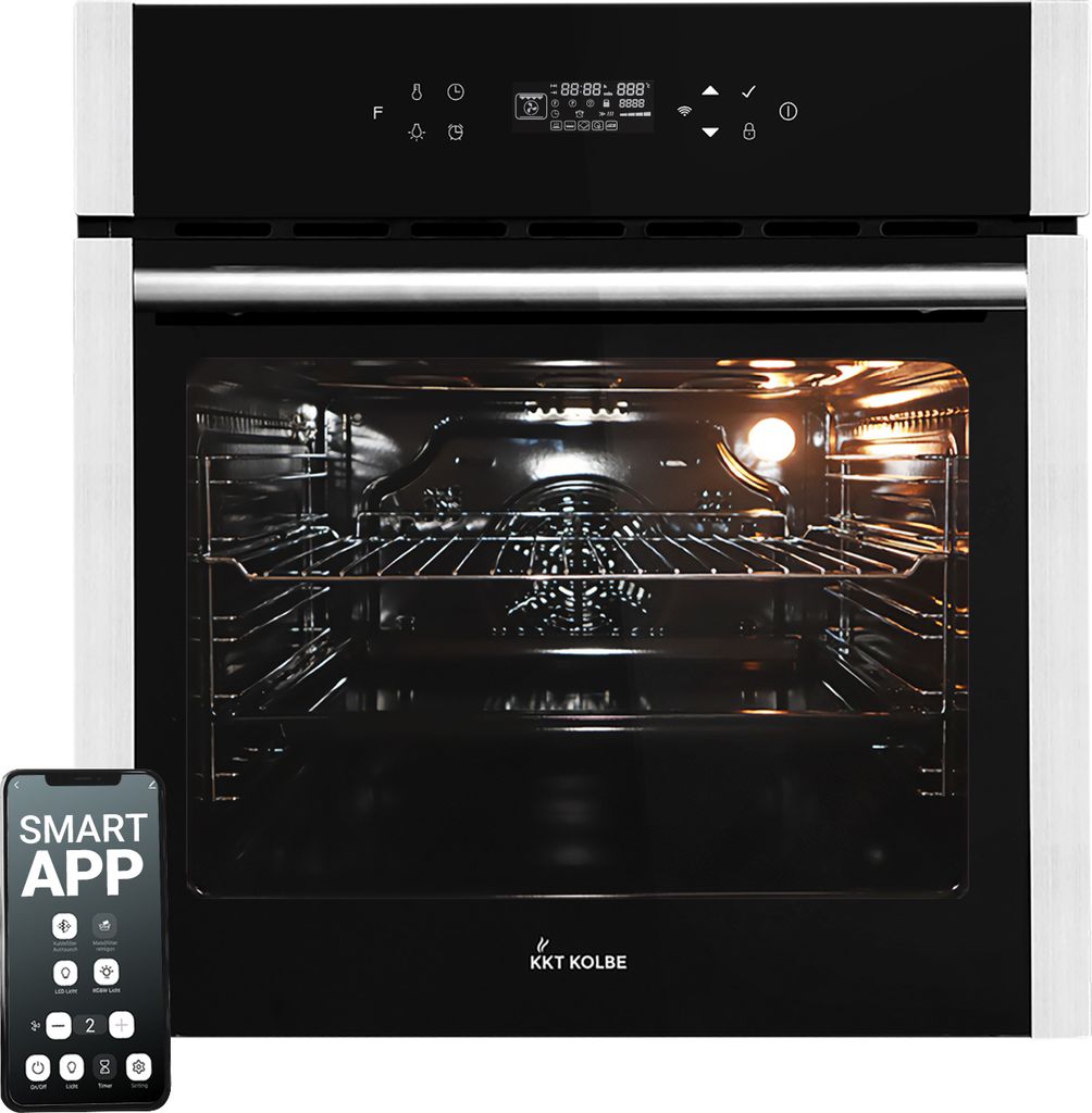 KKT KOLBE Einbaubackofen 60 cm | 70L | 2,8kW | Pizzafunktion | Grill | Umluft | Heißluft | Automatik-Timer | Smart WiFi App | WLAN | EB8313HC
