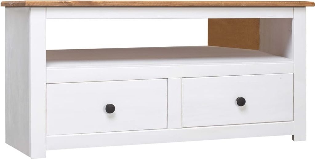 TV-Eckschrank Weiß 93 x 49 x 49 cm Massivholz Panama-Kiefer