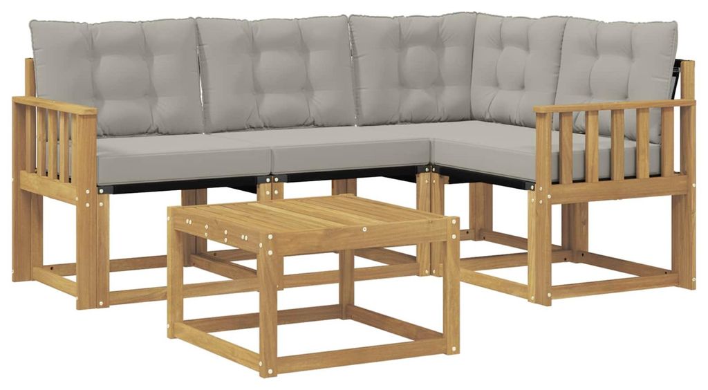 “2026 Modern“ Braun Outdoor-Sofagarnitur mit Kissen 5 pcs Weiß und Hellgrau - Designermöbel 12183 - Gartensofas