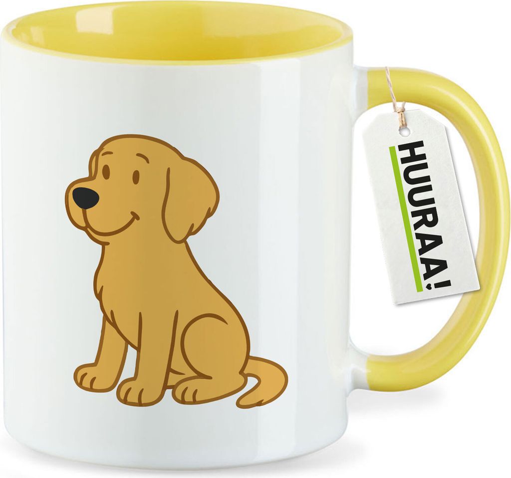 Huuraa Kaffeetasse Golden Retriever Goldie Comic 330ml Gelb Keramik Kaffeebecher Geschenkidee
