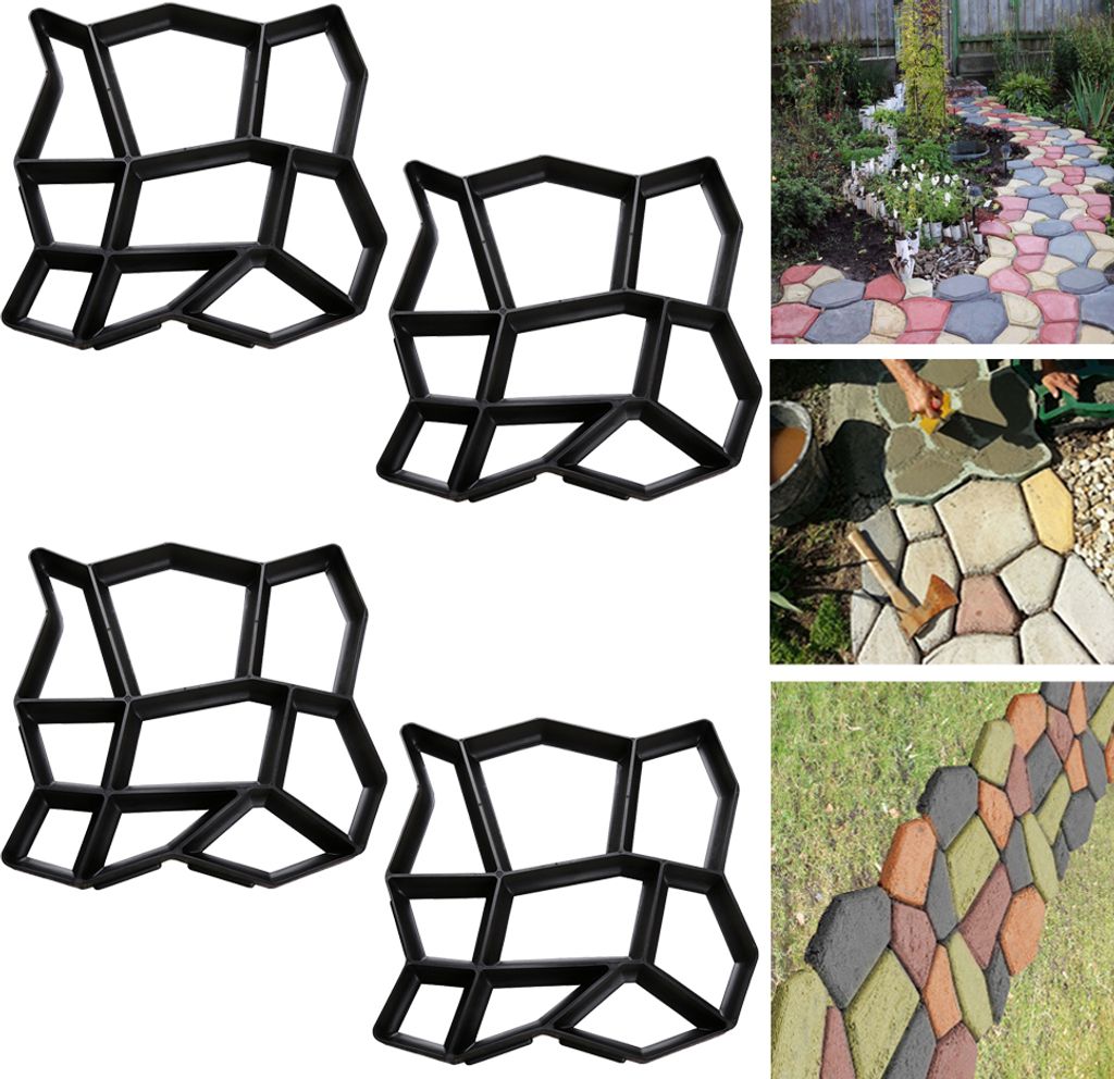 TolleTour 4 Stk. Pflasterform 43*43*4 CM, Betonform DIY Gießform, aus Kunststoff, für Gehwegen Terrasse Garten Gehweg