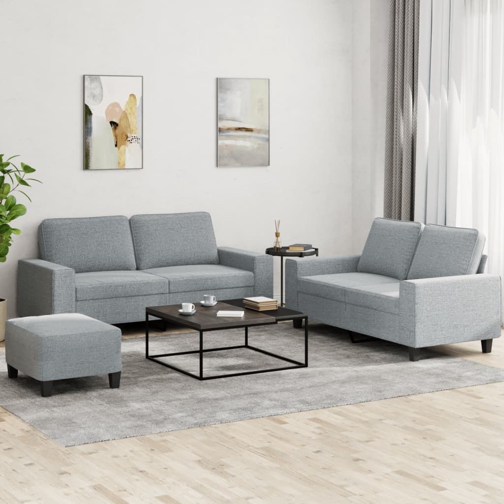 Maison Exclusive - 3-tlg. Sofagarnitur Hellgrau Stoff
