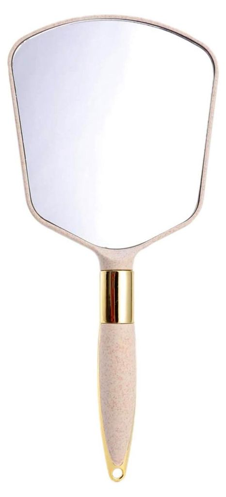 Handspiegel Schminkspiegel mit Griff für persönliche Schönheit (Beige)