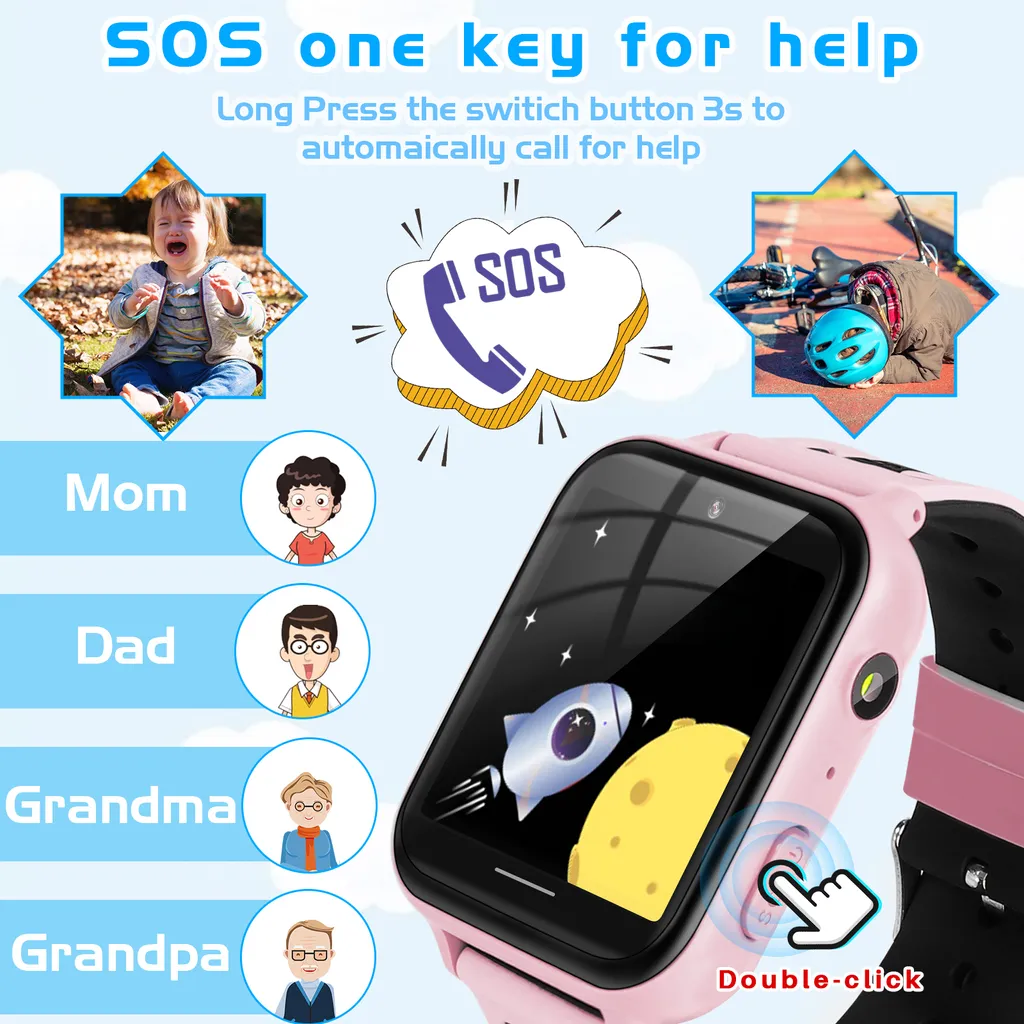 Montre Enfant Rose Interactive : Communication SOS et Divertissement