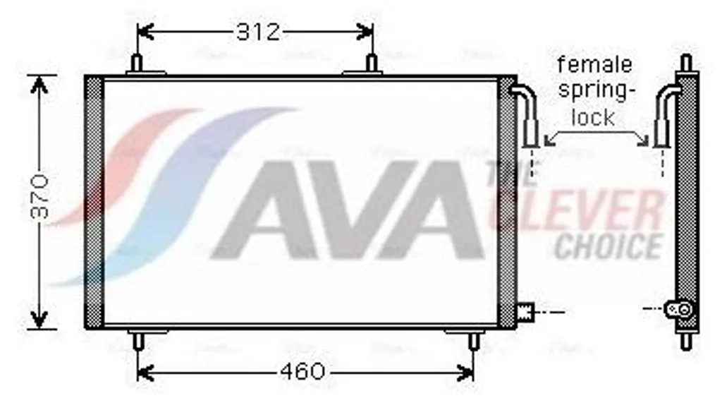Condenseur de climatisation AVA COOLING PE5257 pour Peugeot et Citroën