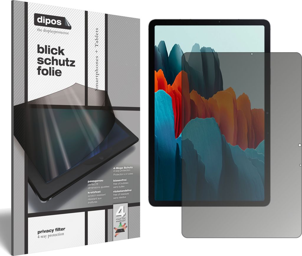Blickschutzfolie für Samsung Galaxy Tab S7 Plus Wi-Fi matt Schutzfolie Folie Display Schutz dipos