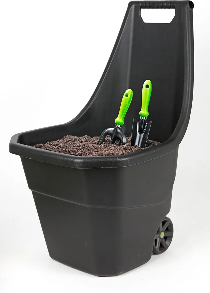 Chariot de jardin à bascule Brouette de transport avec bac noir 60L