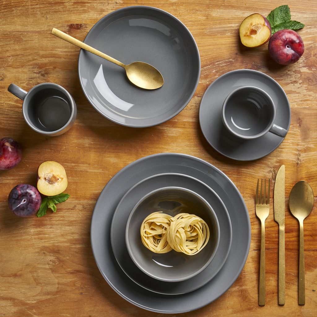 Suppenteller Malmö 20 cm anthrazit 6er-Set Steingut – Van
