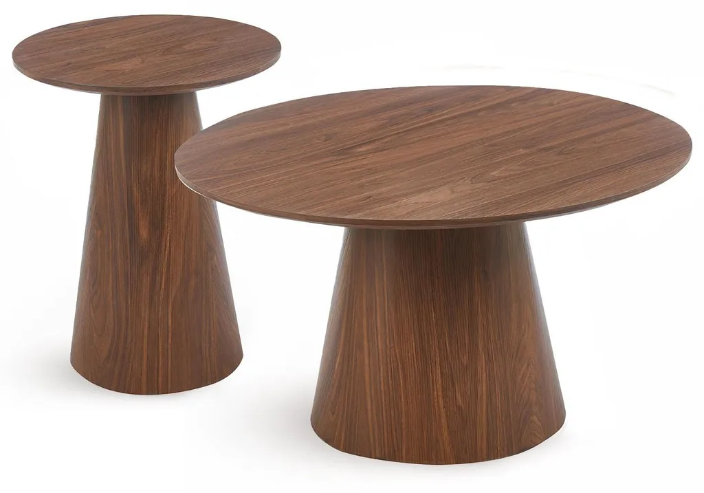 Gagnez de l'espace avec les tables basses rondes Callie bois noisette