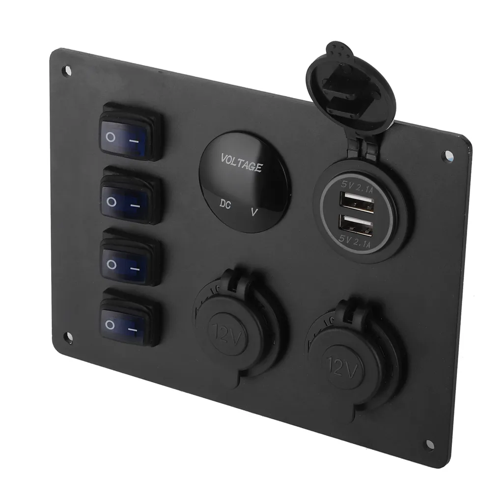 Panneau de 4 interrupteurs à bascule étanches 12V 24V pour bateau