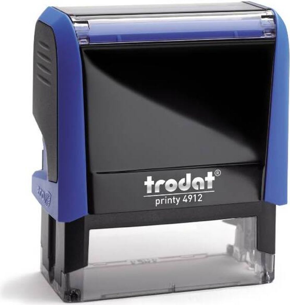 Stempel Trodat Printy 4912 (47x18 mm - 5 Zeilen) Gehäuse blau, e individuelle Textplatte mit ihrem Wunschtext