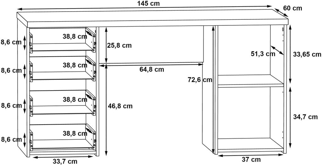 Schreibtisch NETBOB, Optik: Old Wood Vintage / Beton von Produktbild 8