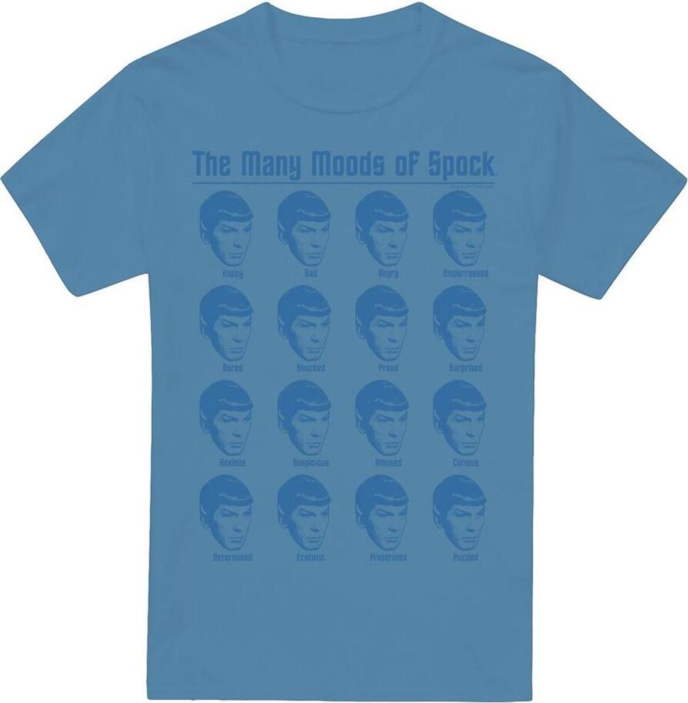 Star Trek - "Many Moods of Spock" T-Shirt für Herren TV5820 (M) (Carolina Blau)