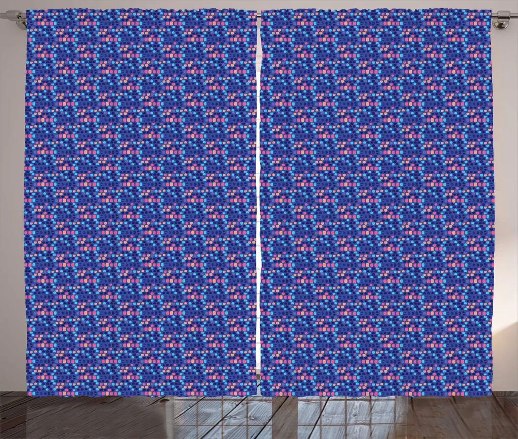 Rideaux de Salon Abstraits et Universels 280x225 cm en Bleu Multicolore