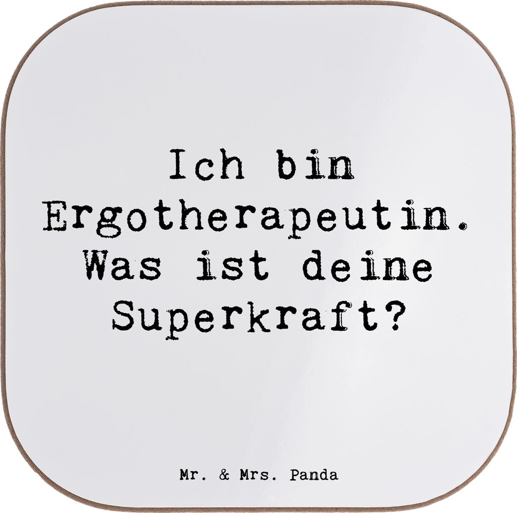 Mr. & Mrs. Panda Holzuntersetzer Spruch Super Ergotherapeutin - Weiß - Geschenk, Soziale Interaktionen, Anerkennung, Untersetzer Glas, Tasse, für...