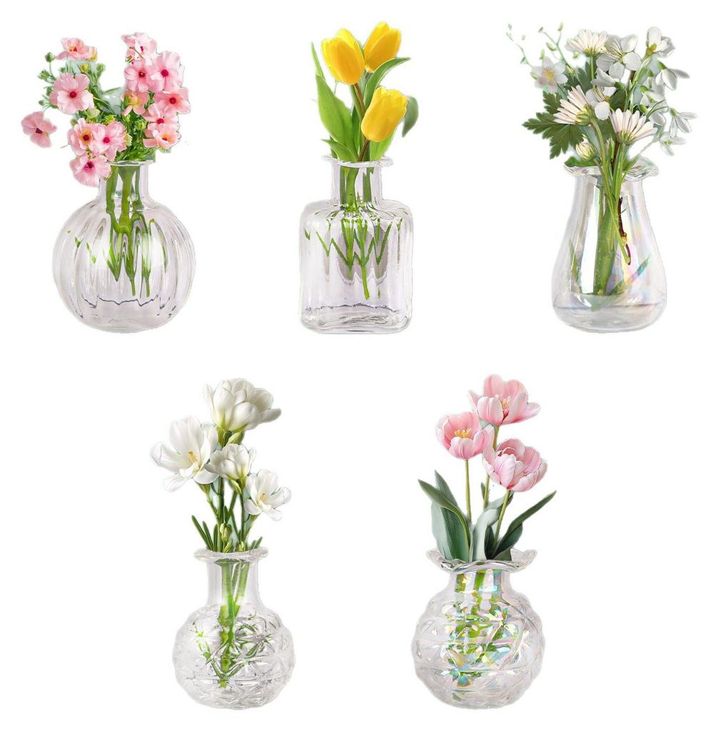 5/10 Stück Mini-Glasvase Kühlschrankmagnet für Zuhause, Büro, Küche, Spind, Kühlschrank, 3D-Miniatur-Blumenvase, magnetische Dekoration, Orna...