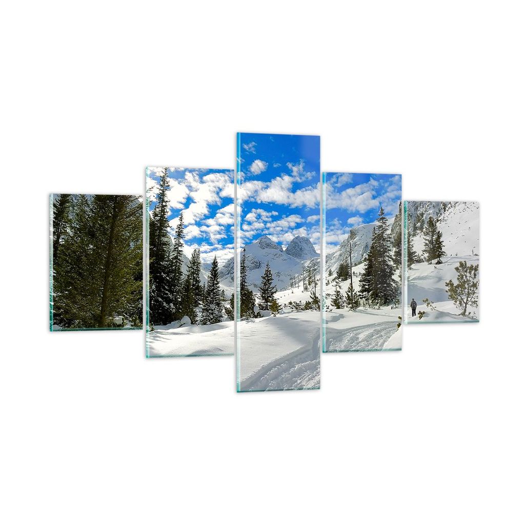 Bilder auf glas - Tal Wolken Lawine Sport - 125x70cm - Glasbilder - Wandbilder - Kunstdruck - zum Aufhängen bereit - Wanddekoration aus Glas - Gla...