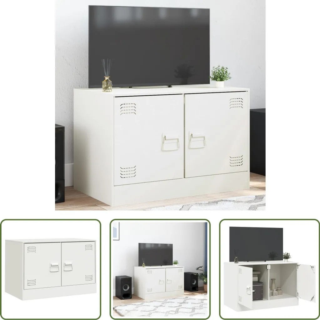 Porta TV Bianco 67x39x44 cm Acciaio - Soluzione Salvaspazio