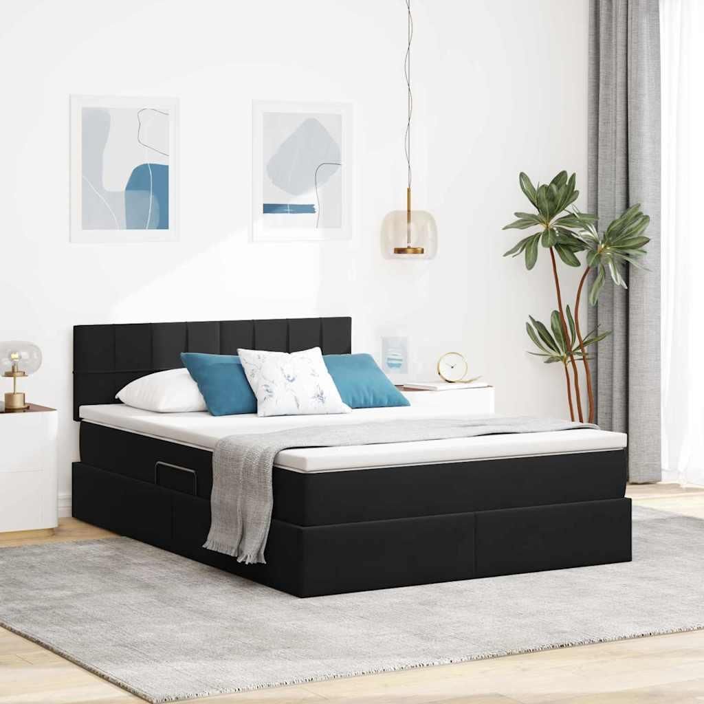 Maison Exclusive - Aufbewahrungsbett mit Matratze Schwarz 140 x 190 cm Samt