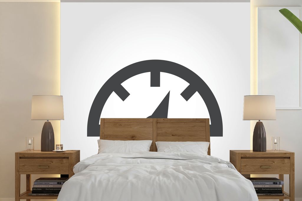 MuchoWow Fototapete für Wohnzimmer oder Schlafzimmer Wandtapete Vinyl Motivtapete Schwarz-Weiß-Abbildung eines Piktogramms auf dem Armaturenbre...