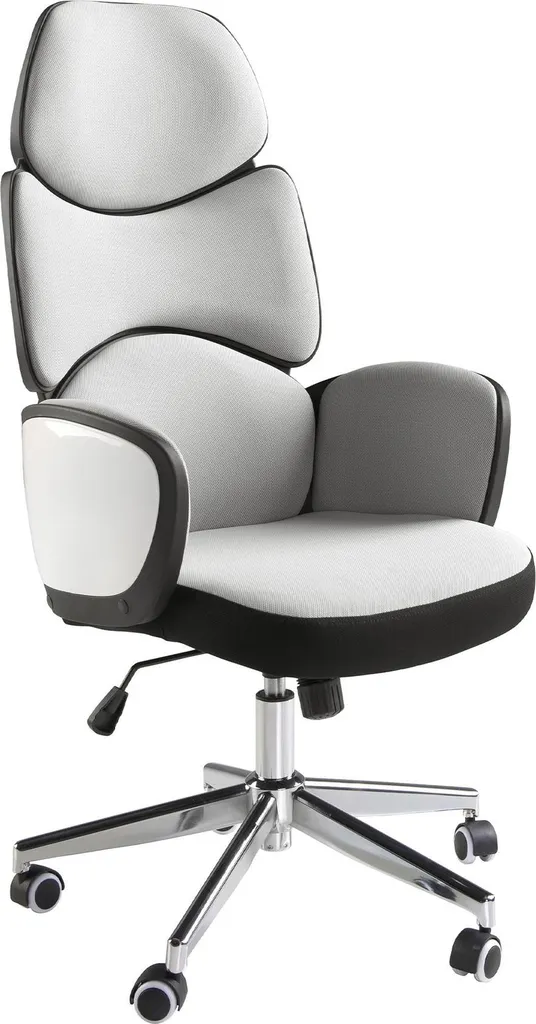 Angel Cerdá 4142 Chaise de bureau en tissu gris et PVC blanc brillant