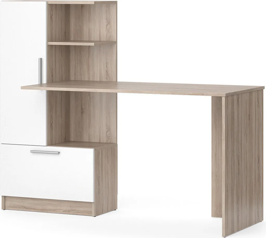 Bureau Vicco Tomy Sonoma et Blanc 150x59 cm - Modèle 39697 Robuste