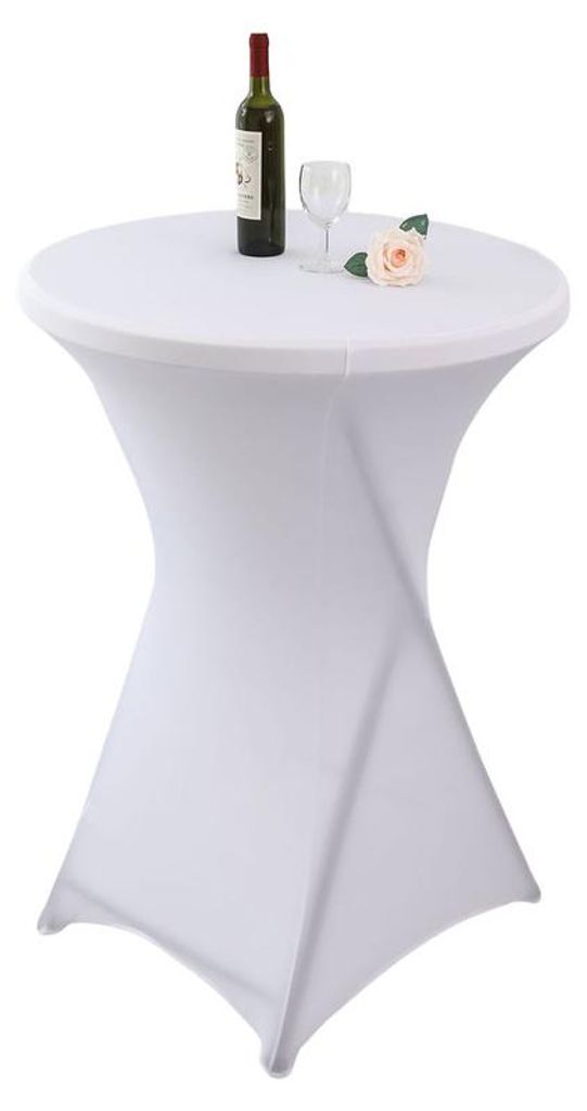 Stretch Stehtischhusse 60x110cm Weiß Elastisch Polyester Elasthan Tischhusse für Hochzeit Bar Event Catering wiederverwendbar