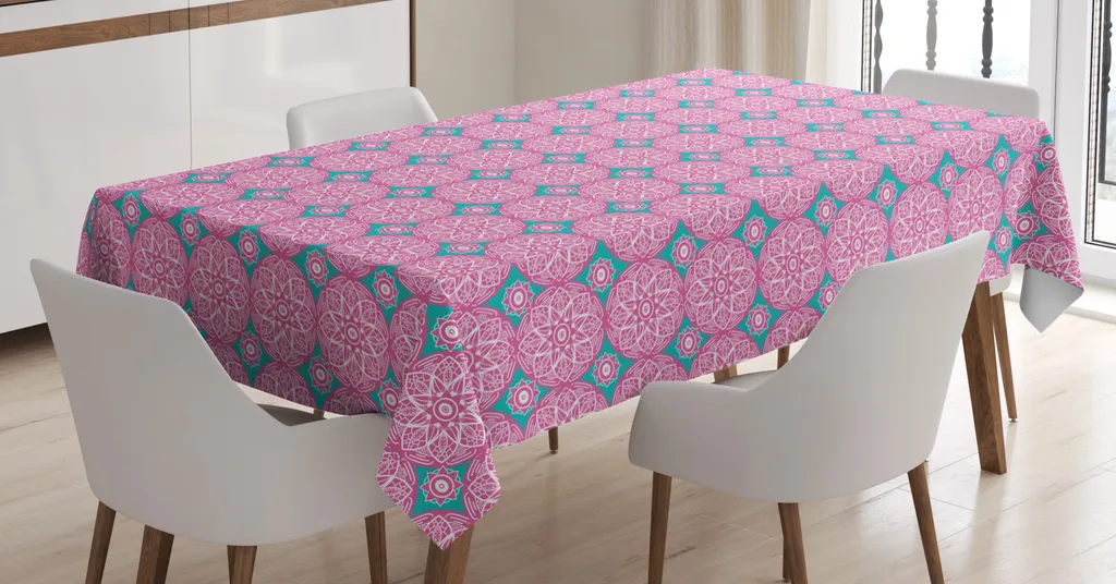 ABAKUHAUS Tovaglia Astratta Rosa 140x200cm | Antimacchia e Lavabile