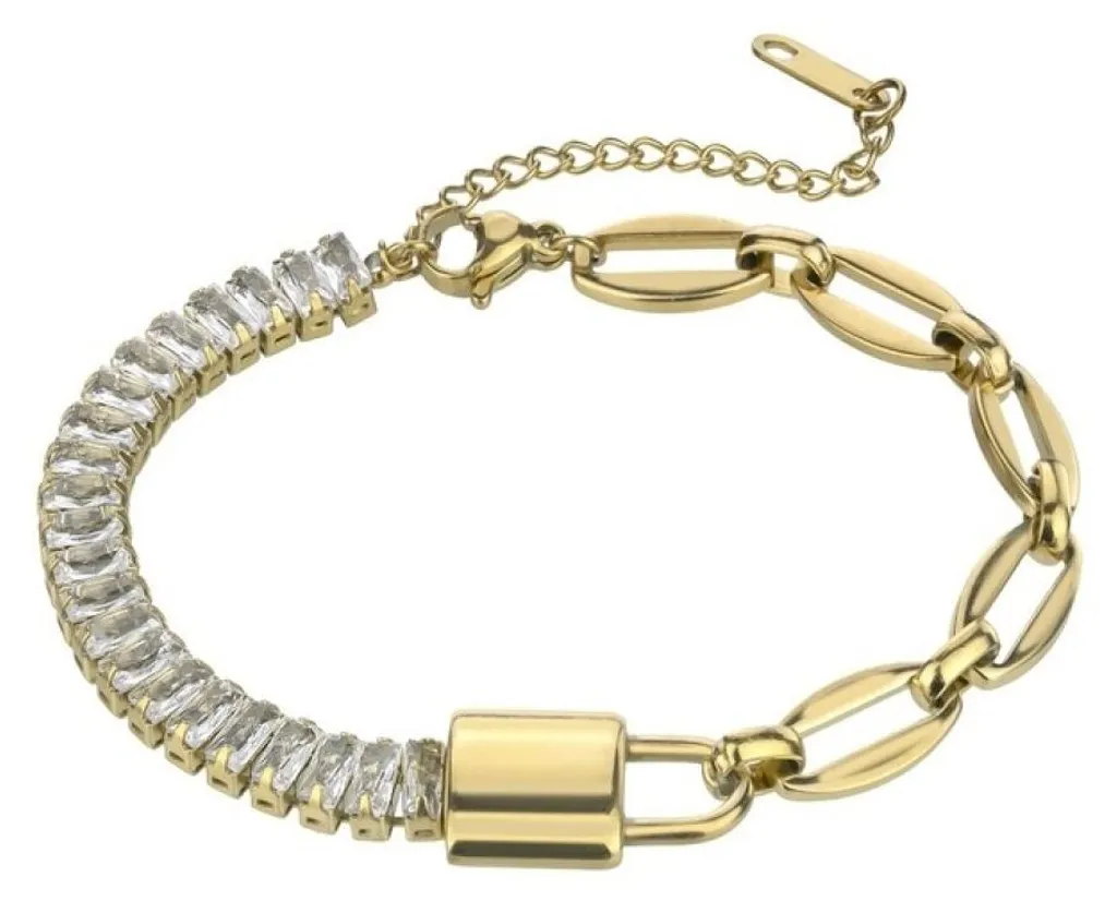 Bracelet chic plaqué or pour mariage et soirées avec zircons fins