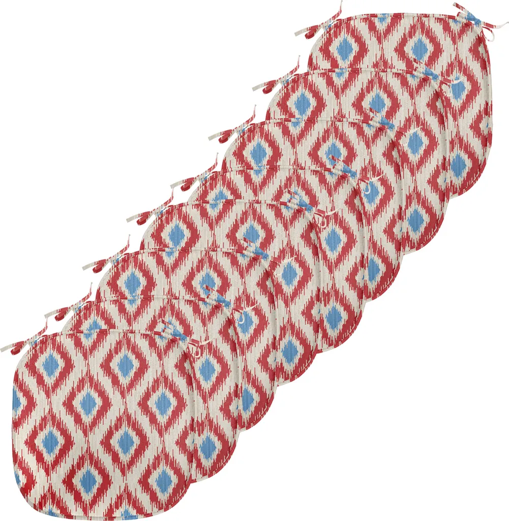 Coussins de Chaise Imperméables 40x40 cm avec Attaches Lot de 8 Ikat