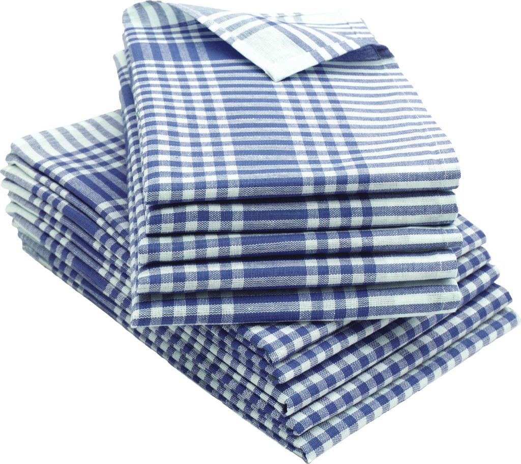 10er Set Geschirrtücher 100% Baumwolle in 50x70 cm, saugstarke & robuste Küchentücher, blau kariert