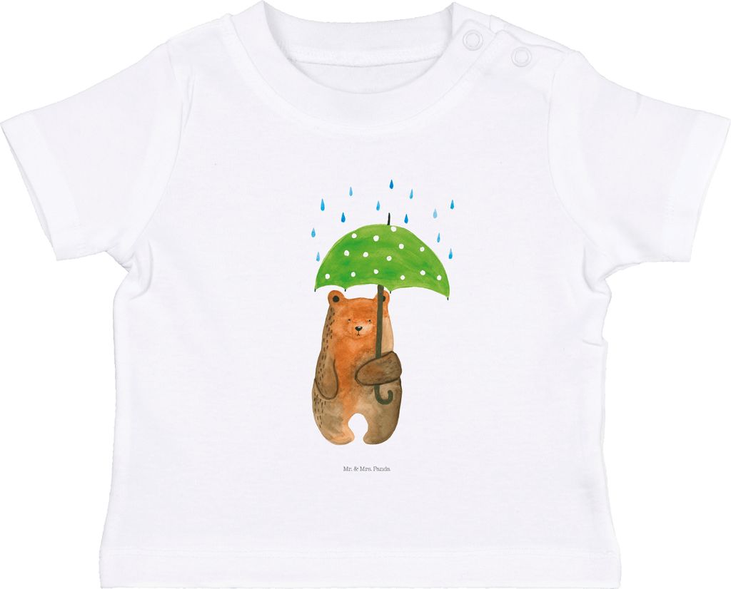 Mr. & Mrs. Panda Babyshirt Bär Regenschirm 0. - 6. Monat - Weiß - Geschenk, Öko Baby T-Shirt, Spruch, Liebe, , Teddy, Shirt, Kurzarmshirt, Pärc...
