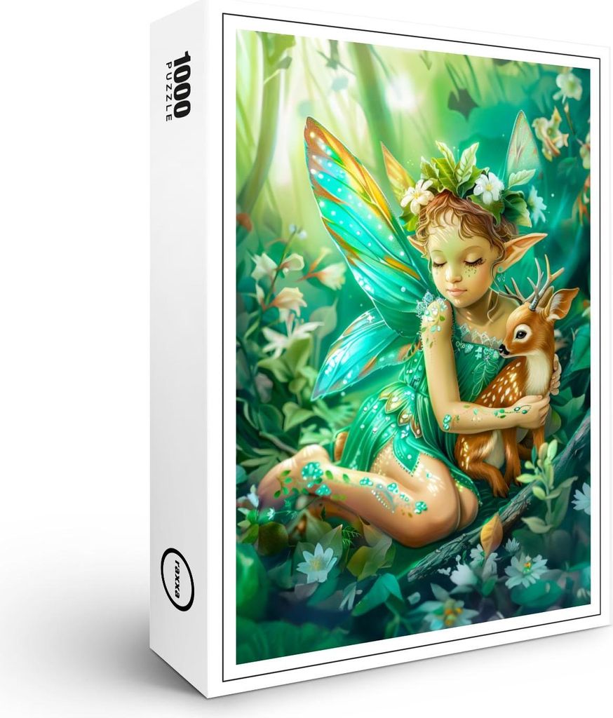 raxxa Premium-Puzzle "Woodland Fairy and Curious Fawn", 1000 Teile