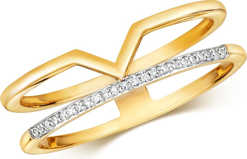 Funkelndes Feuer Edler 9 Karat (375) Gold Damen - Diamant Ring Brillant-Schliff H - I1, 49 (15.6); TRS27952RSJ