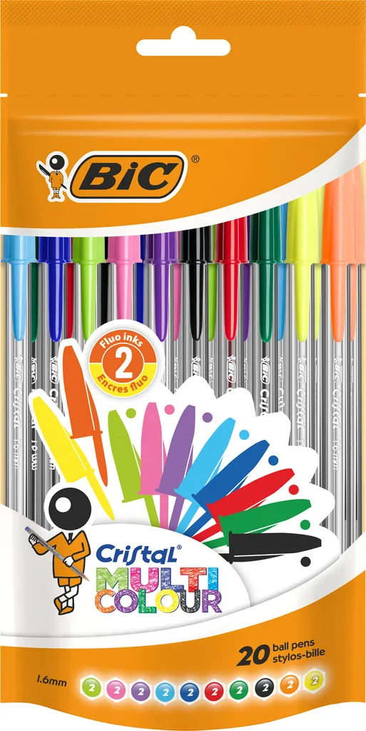 BIC Cristal Multicolour 20 Pezzi: Penne Colorate per Bullet Journal