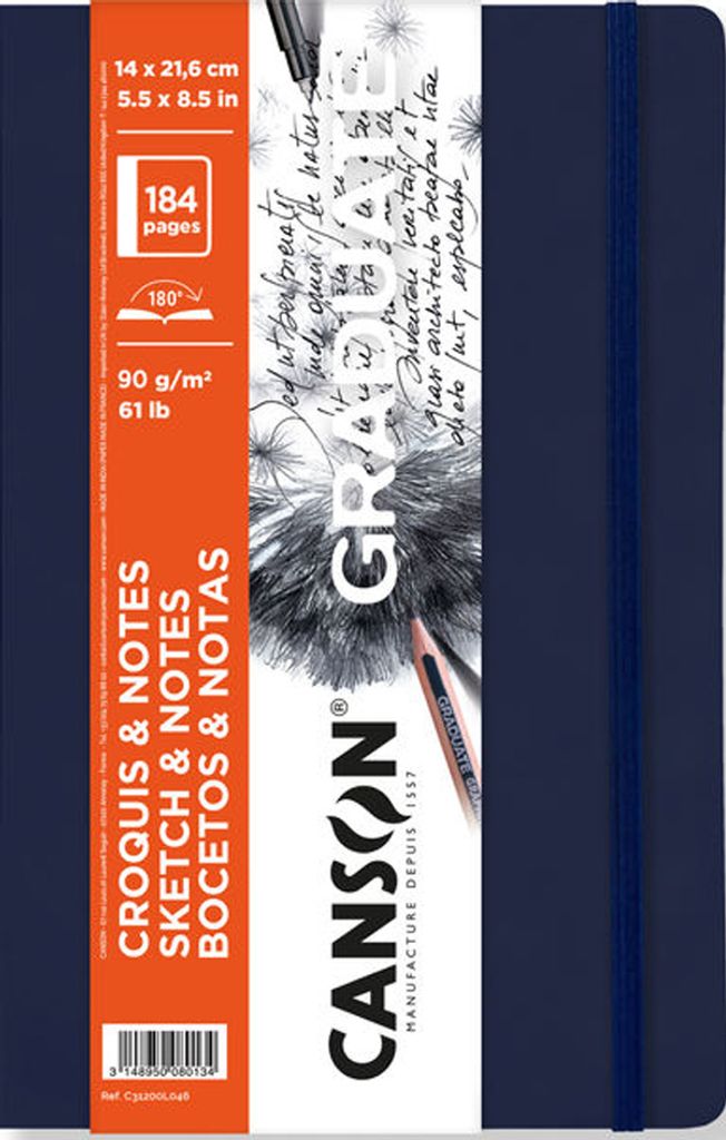 CANSON Skizzenbuch GRADUATE SKETCH & NOTES 140 x 216 mm 92 Blatt dunkelblau