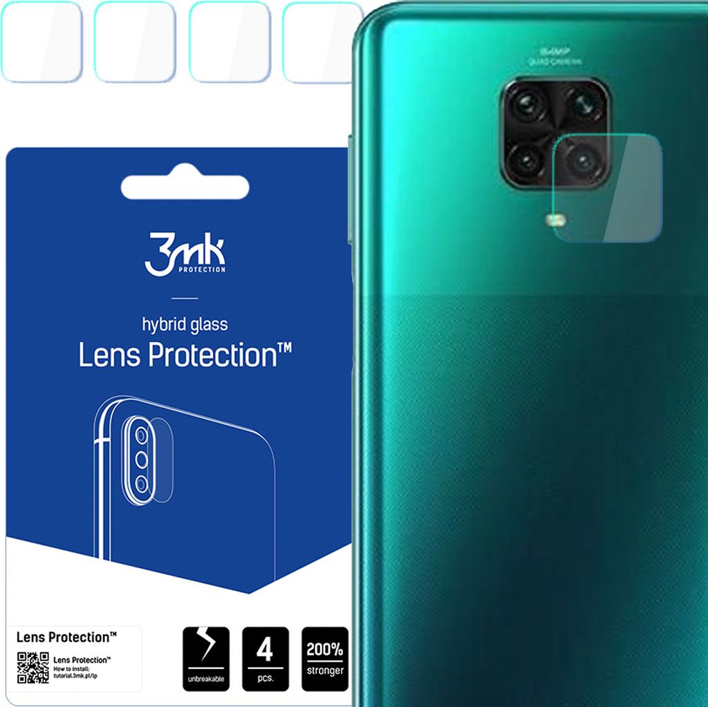 3mk Hybridglas Lens Protection fr Xiaomi Redmi Note 9 Pro 4G Kamera Objektiv Kameralinse 0,16mm 6H (4 Stck)