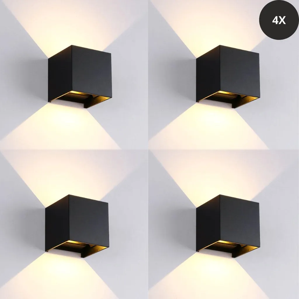 Applique Murale LED 12W à Angle Réglable Étanche Set de 4 Design Cube