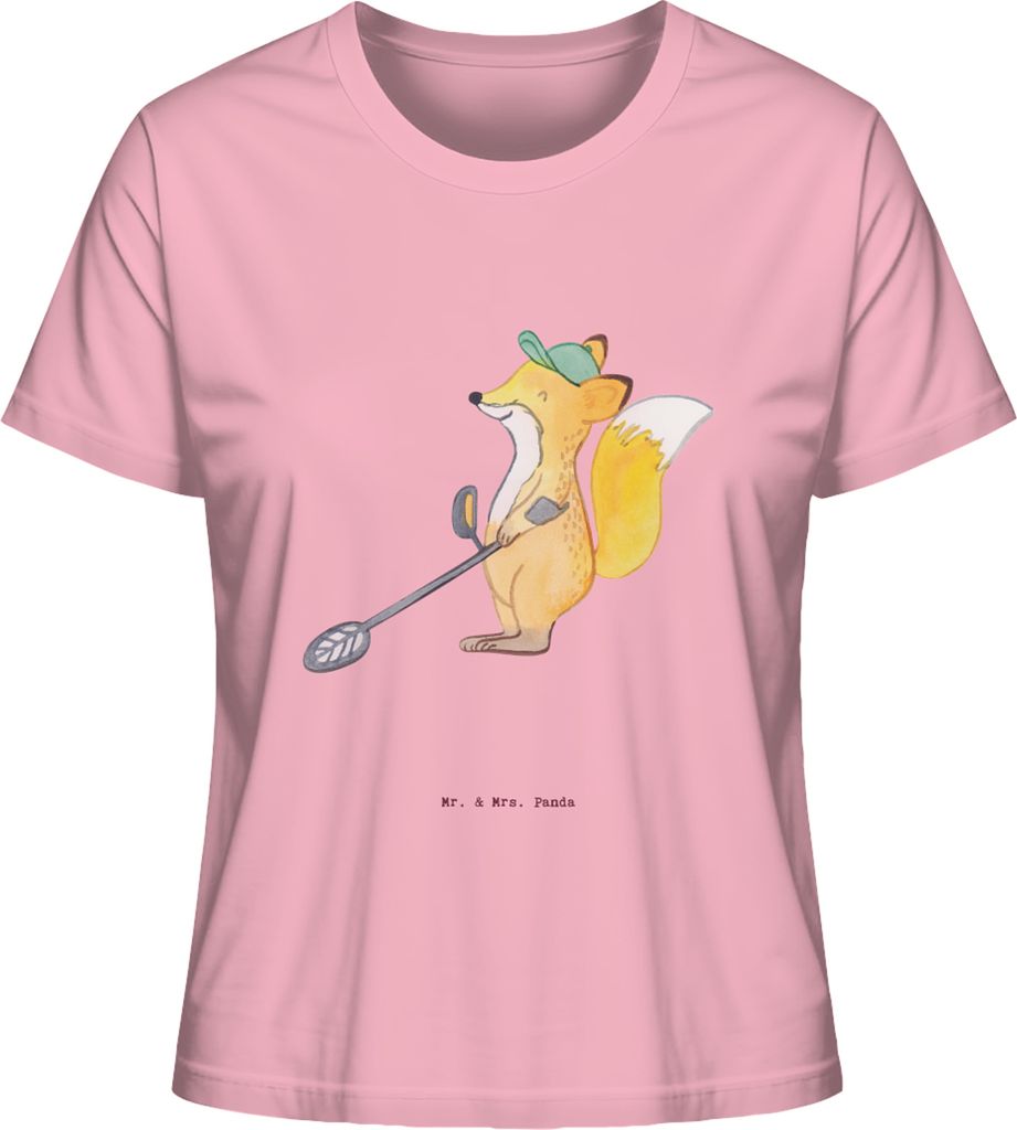 Mr. & Mrs. Panda damen shirt Fuchs Metalldetektor Größe XL - Baumwolle Pink - Geschenk, Baumwoll T-Shirt, Münzen Suchen, Sondengänger, Sondeln,...